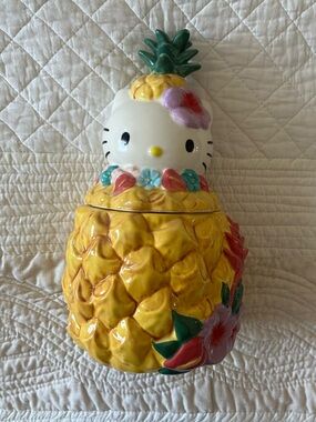 Hello Kitty Pineapple Ceramic Cookie Jar -